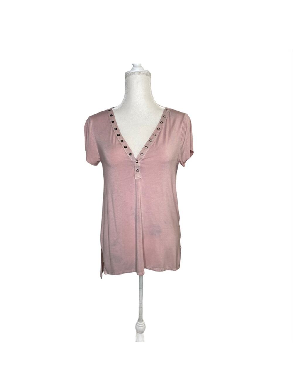 American eagle outfitters soft & sexy snap top short sleeve t shirt  pink sz S